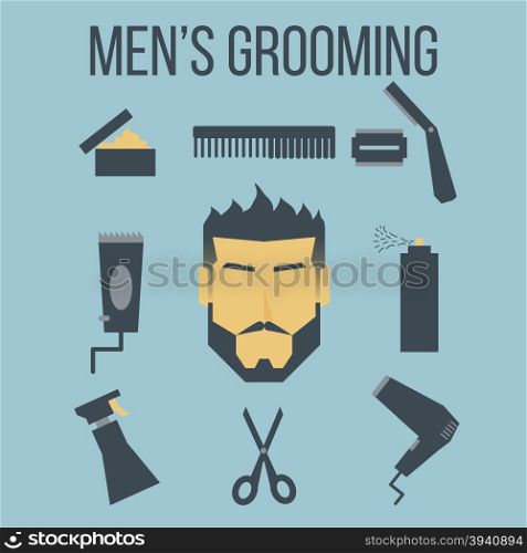 Illustration of icon men&rsquo;s grooming graphic design