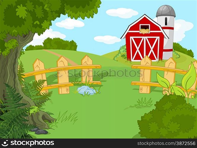 Illustration of idyllic rural landscape