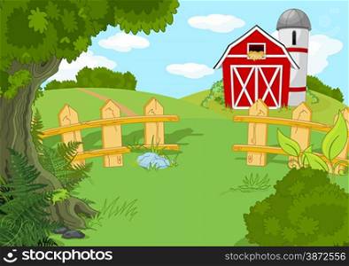 Illustration of idyllic rural landscape