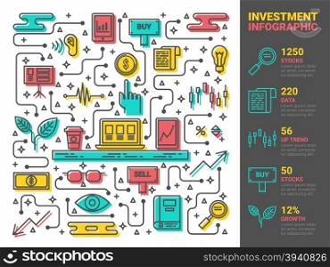Illustration of investment concept, infographic icons elements