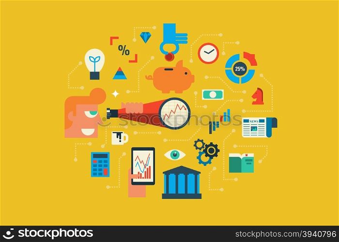 Illustration of investment flat design concept with icons elements
