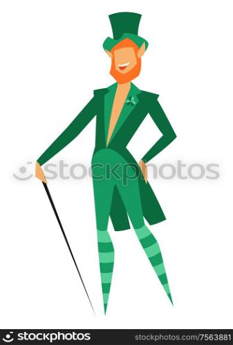 Illustration of Irish fantastic character leprechaun. Saint Patricks Day celebration. Stylish man in traditional costume.. Illustration of Irish fantastic character leprechaun. Saint Patricks Day celebration.