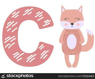 illustration of isolated animal alphabet C with cat on white.. illustration of isolated animal alphabet C with cat on white