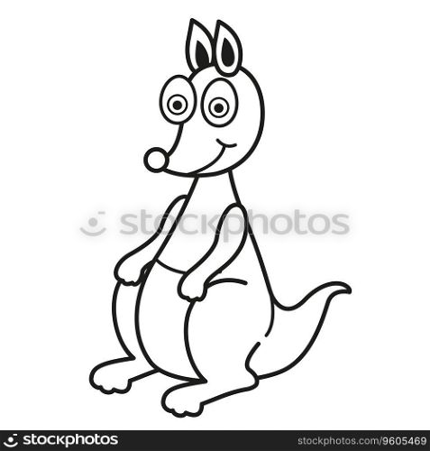 Illustration of isolated colorful and black and white kangaroo