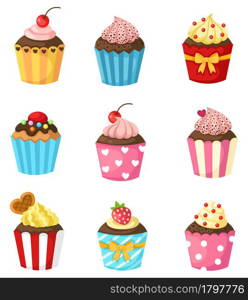 illustration of isolated cupcake set vector