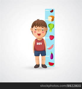 Illustration of isolated girl growing tall and measuring