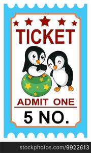 Illustration of isolated ticket penguin show