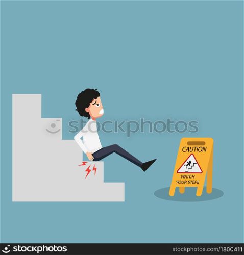 Illustration of isolated watch your step caution sign.Danger of slipping