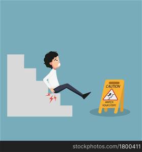 Illustration of isolated watch your step caution sign.Danger of slipping
