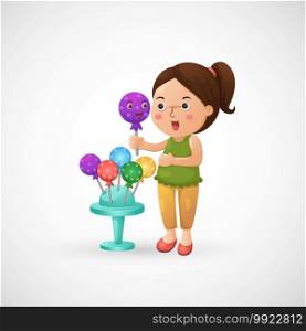 Illustration of isolated woman holding candy