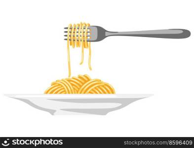 Illustration of Italian pasta spaghetti. Culinary image for menu of cafes and restaurants.. Illustration of Italian pasta spaghetti. Culinary image for menu of restaurants.