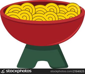 illustration of Japanese food icon, a bowl of delicious ramen noodles in a bowl. creative drawing 