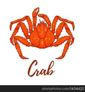 Illustration of japanese spider crab. Design element for logo, label, sign, emblem, poster. Vector illustration