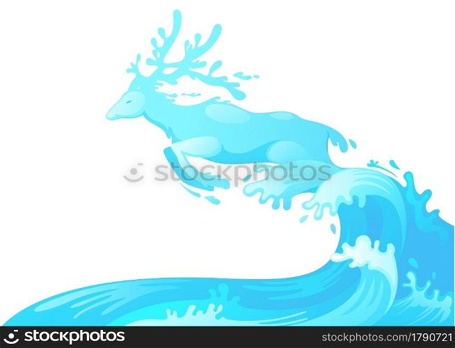 illustration of jumping deer out of water vector