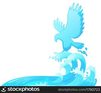 illustration of jumping eagle out of water vector