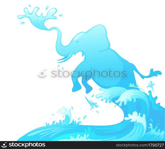 illustration of jumping elephant out of water vector
