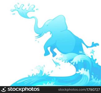 illustration of jumping elephant out of water vector