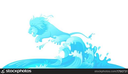 illustration of jumping lion out of water vector