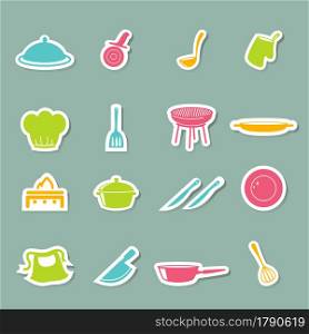 illustration of kitchen Icons set