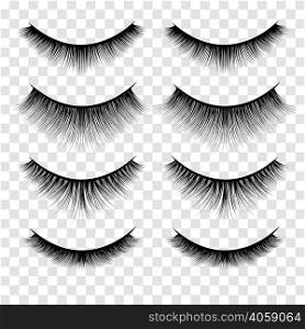 Illustration of lashes set. Eyelashes, salon, makeup. Beauty concept. Can be used for topics like beauty salon, fashion, glamour