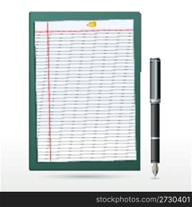 illustration of letter pad with pen on white background