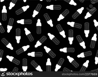 Illustration of light bulbs seamless with black background