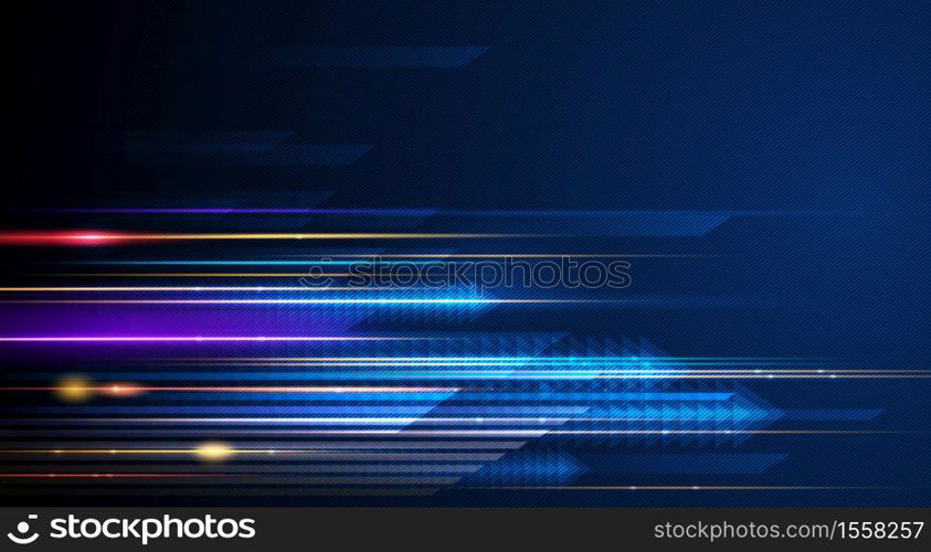 Illustration of light ray, stripe line with blue light, speed motion background. Vector design abstract, science, futuristic, energy, modern digital technology concept for wallpaper, banner background