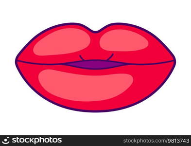 Illustration of lips. Colorful cute icon. Creative fun symbol in cartoon style.. Illustration of lips. Colorful cute icon. Creative symbol in cartoon style.