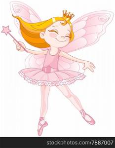 Illustration of little cute dancing fairy ballerina