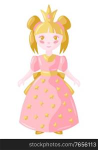 Illustration of little princess. Stylized picture for decoration children holiday and party.. Illustration of little princess.