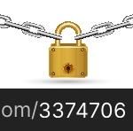 illustration of lock with chain on white background