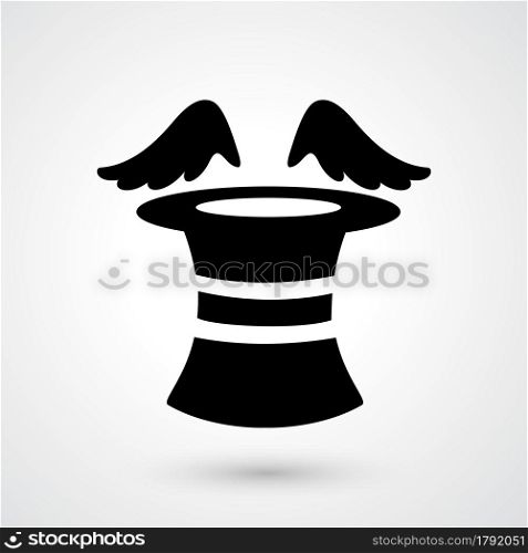 illustration of magic hat with wings icon vector