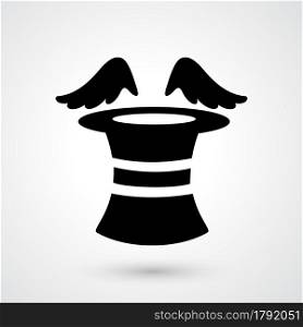 illustration of magic hat with wings icon vector