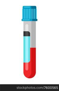 Illustration of medical test tube with blood. Health care, treatment and safety item.. Illustration of medical test tube with blood.