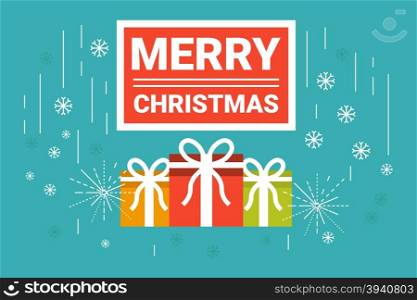 Illustration of Merry christmas sale label flat design concept with icons elements