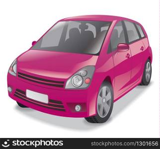 illustration of mini hatchback cars in pink color. pink hatchback car