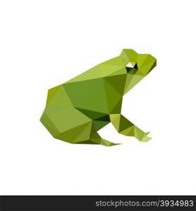 Illustration of modern flat design with origami frog, isolated on white background