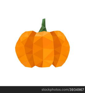 Illustration of modern flat design with origami halloween pumpkin isolated on white background