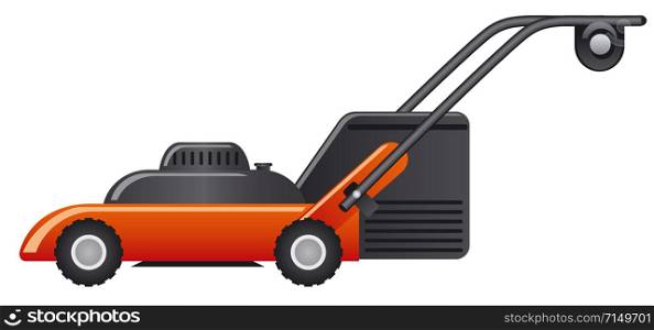 illustration of modern red lawn mower. modern red lawn mower
