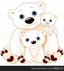 Illustration of Mommy and Daddy bears with their babies