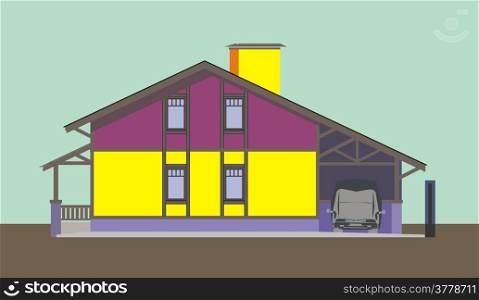Illustration of multi-colored apartment building, made ??in the style of application