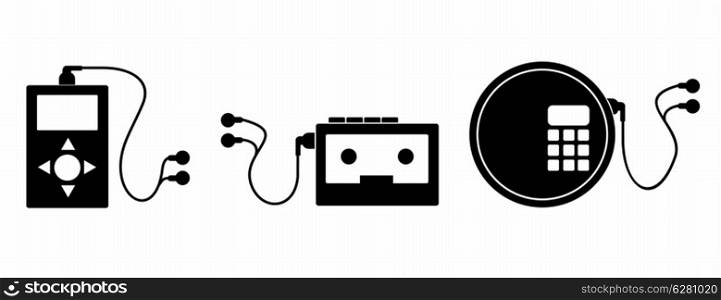 Illustration of music device isolated on white background done in retro style. . Music Device