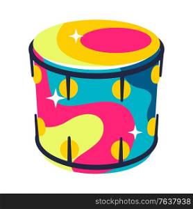 Illustration of musical drum. Music party or rock concert creative image.. Illustration of musical drum.