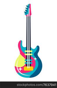 Illustration of musical electric guitar. Music party or rock concert creative image.. Illustration of musical electric guitar.