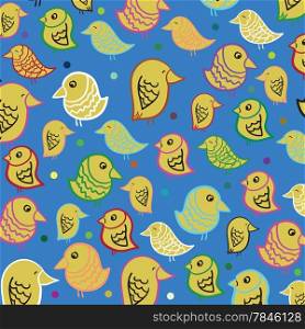 Illustration of naive design with colorful birds