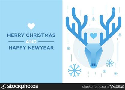 Illustration of new year card with dear head blue theme