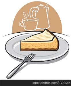 illustration of new york cheesecake dessert on the plate