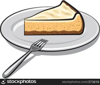 illustration of new york cheesecake dessert on the plate