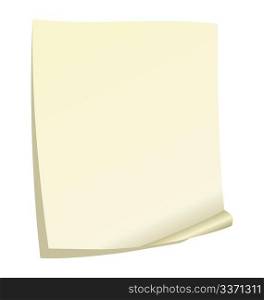 Illustration of note paper with a curl. Vector