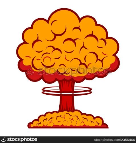 Illustration of nuclear burst in comic style. Design element for poster, card, banner, menu. Vector illustration
